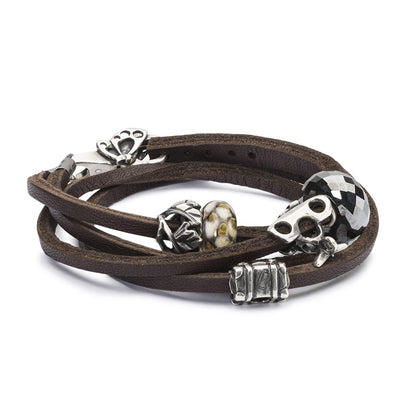 Trollbeads, Armbånd, Brun læder/sølv uden lås