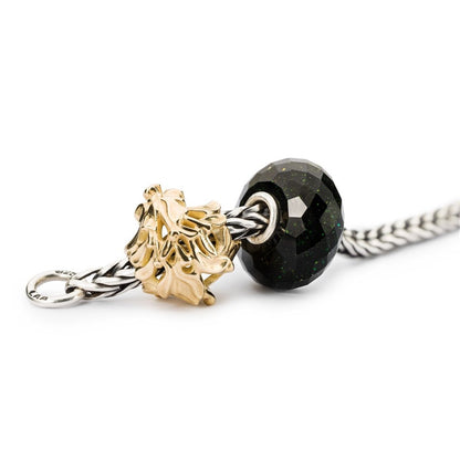 Trollbeads Faceted Green Goldstone Bead