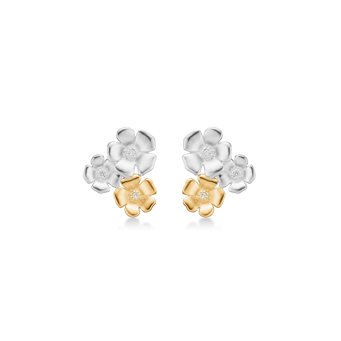 Mads Z Sølv ørestik Fleur m.14 kt.+0,021 ct. W.SI