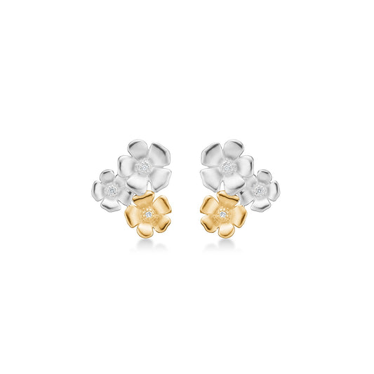 Mads Z Sølv ørestik Fleur m.14 kt.+0,021 ct. W.SI