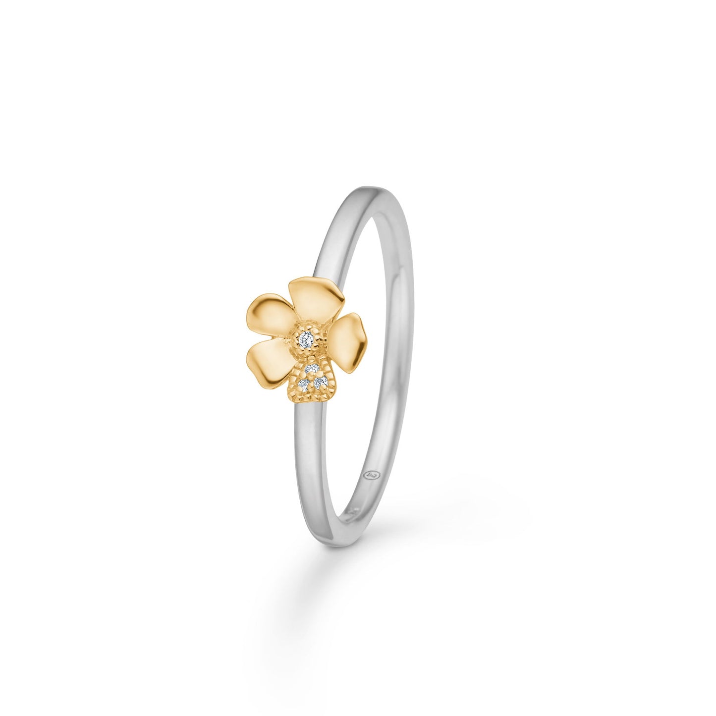 Mads Z Sølv ring Fleur m.14 kt.+0,014 ct. W.SI