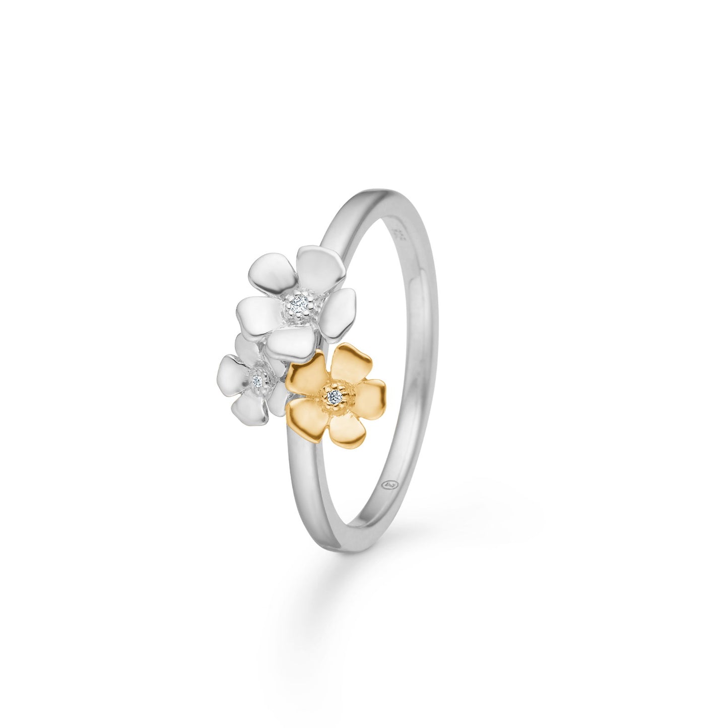 Mads Z Sølv ring Fleur m.14 kt.+0,012 ct. W.SI