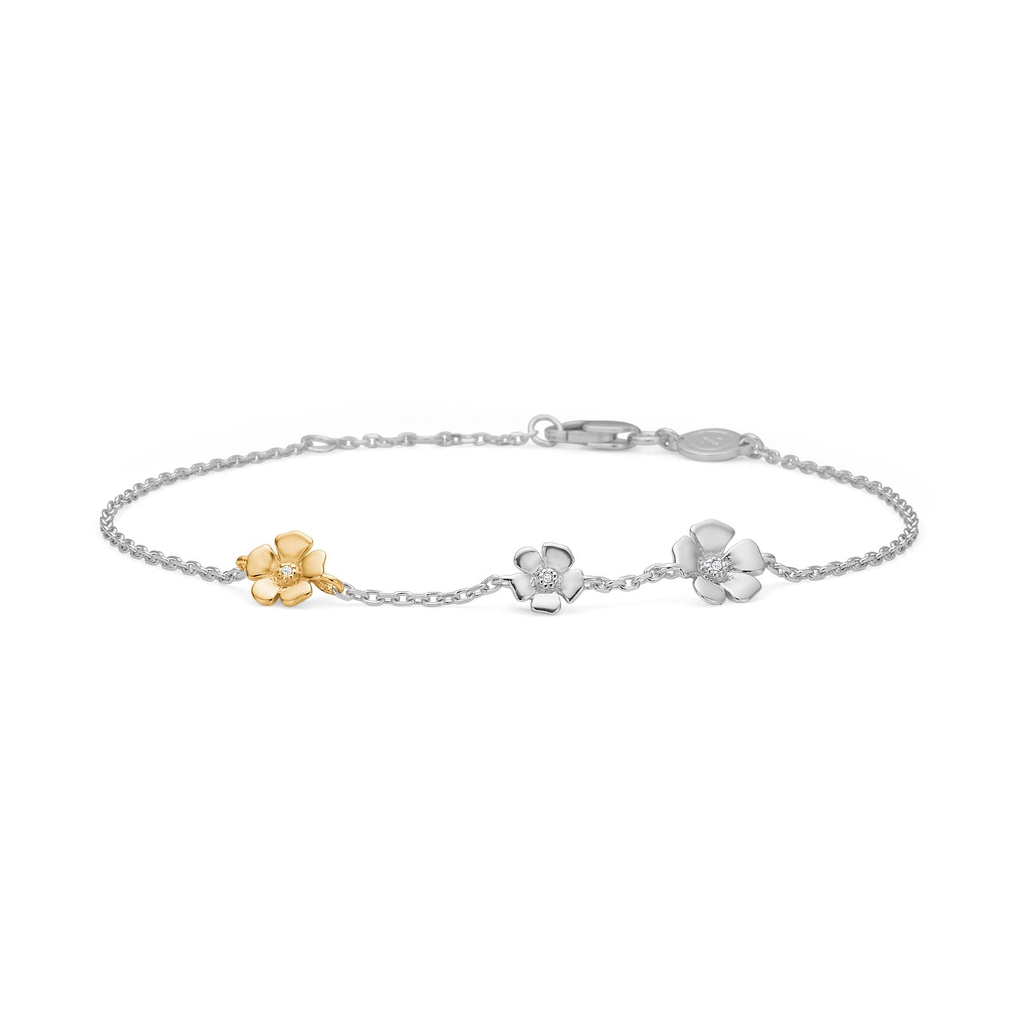 Mads Z Sølv armb. Fleur m.14 kt.+0,012 ct. W.SI