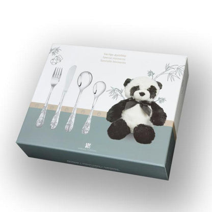 Rustfrit stål bestik m. panda inkl. bamse 252-7007