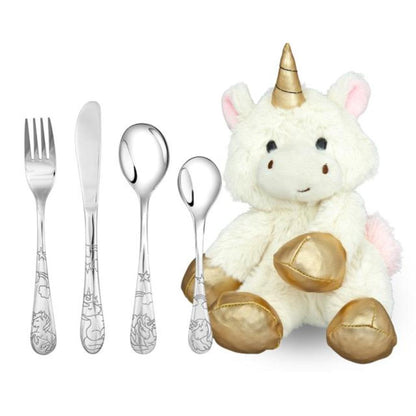 Rustfrit stål bestik m. enhjørning inkl. bamse  252-7008
