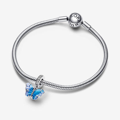 Pandora Blå Murano Glas Sommerfugl charm med vedhæng