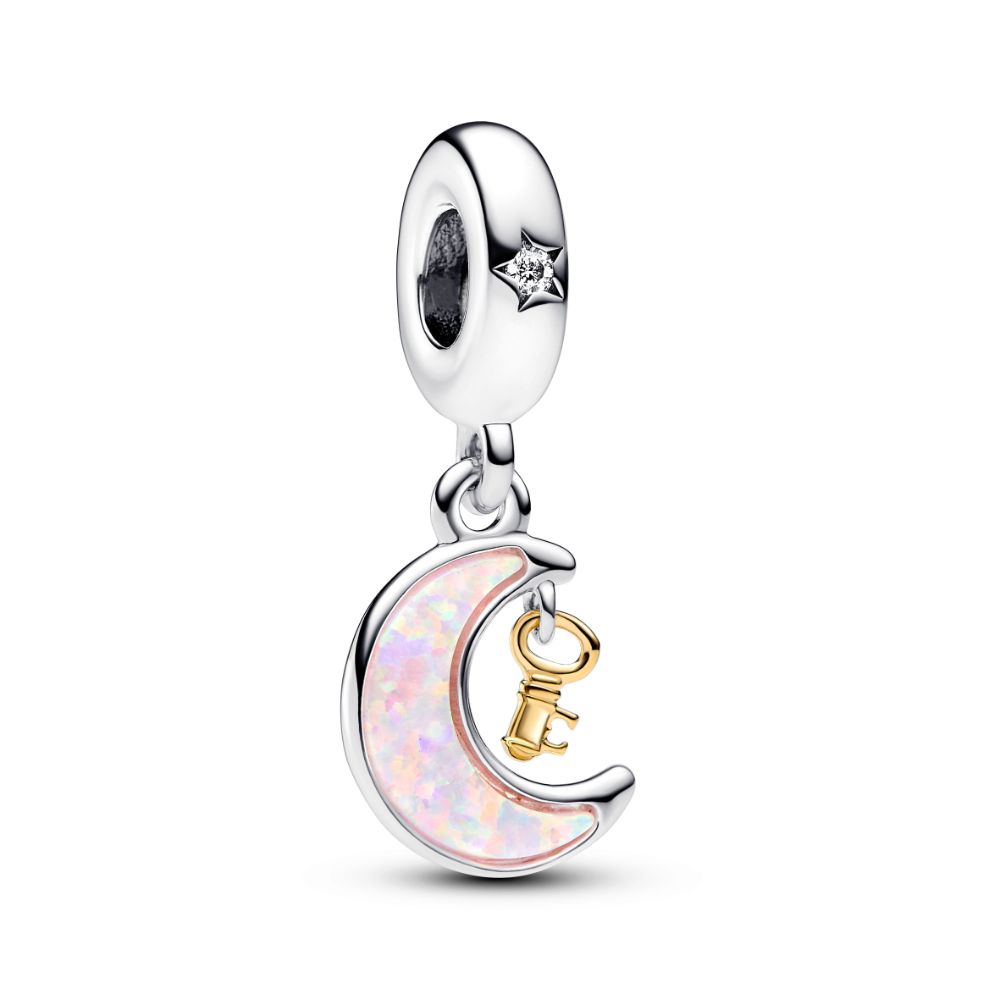 Pandora Sølv moon and key charm