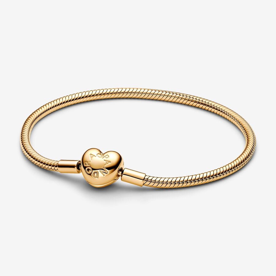 Forgyldt Armbånd fra Pandora Med Hjertelås