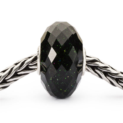 Trollbeads Faceted Green Goldstone Bead