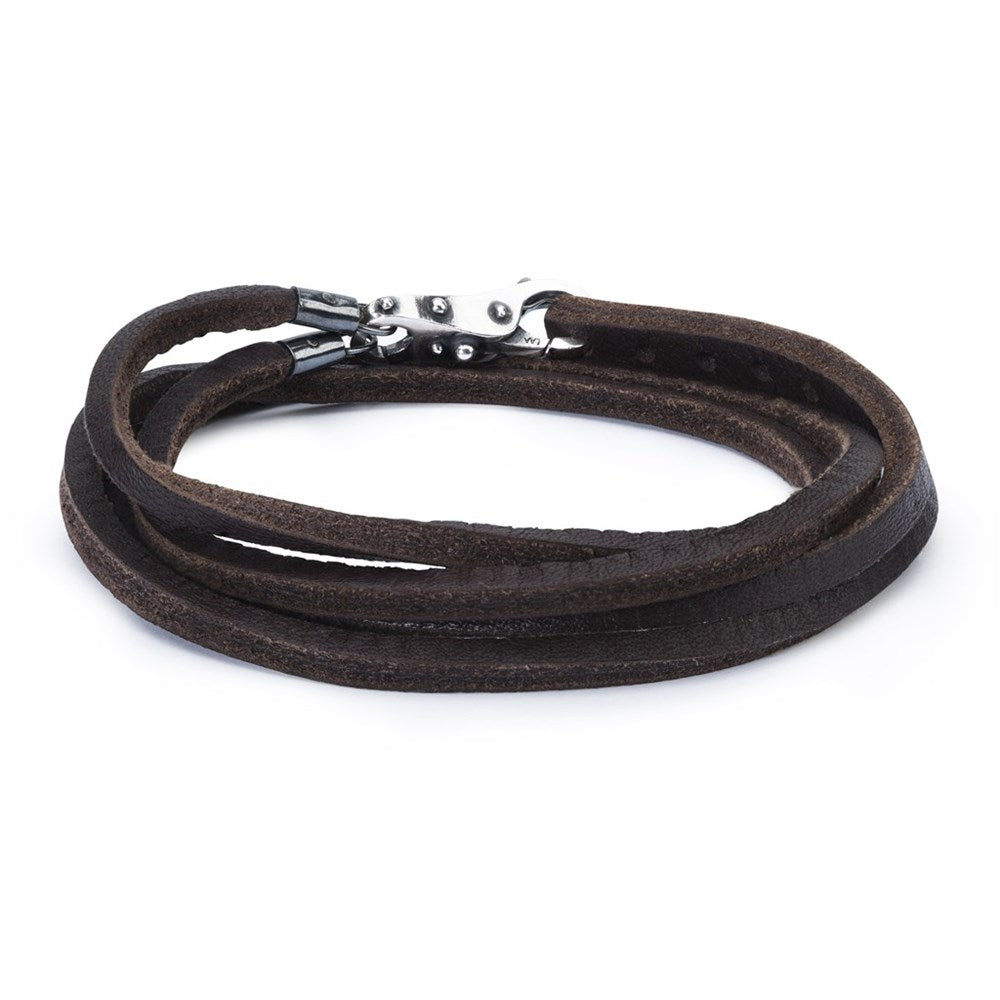 Trollbeads, Armbånd, Brun læder/sølv uden lås