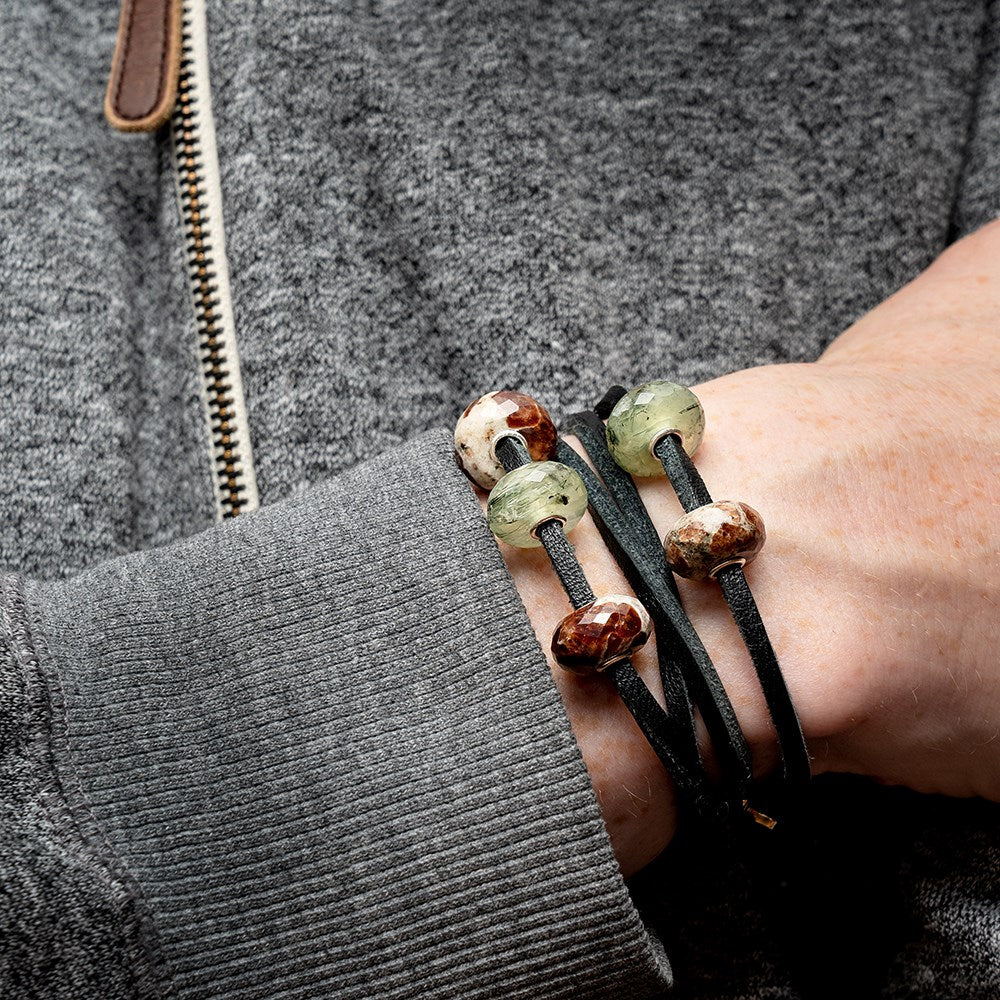Trollbeads Prehnite with Toumalinated Quartz Bead