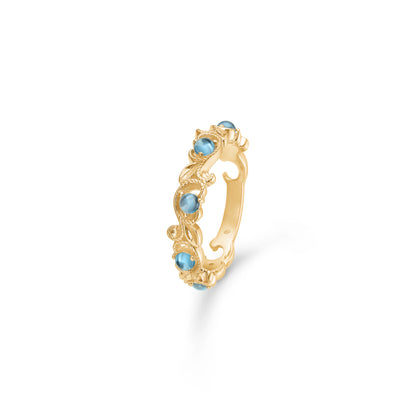 Outlet Mads Z "Vintage Blooming" 14kt ring m. London Blue Topas
