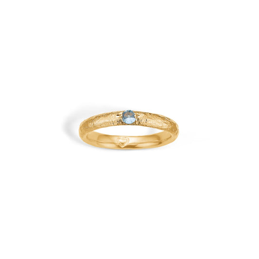 Blossom forgyldt ring med blå sten