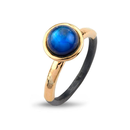 By Birdie Victoria Rose Rainbow Moon ring