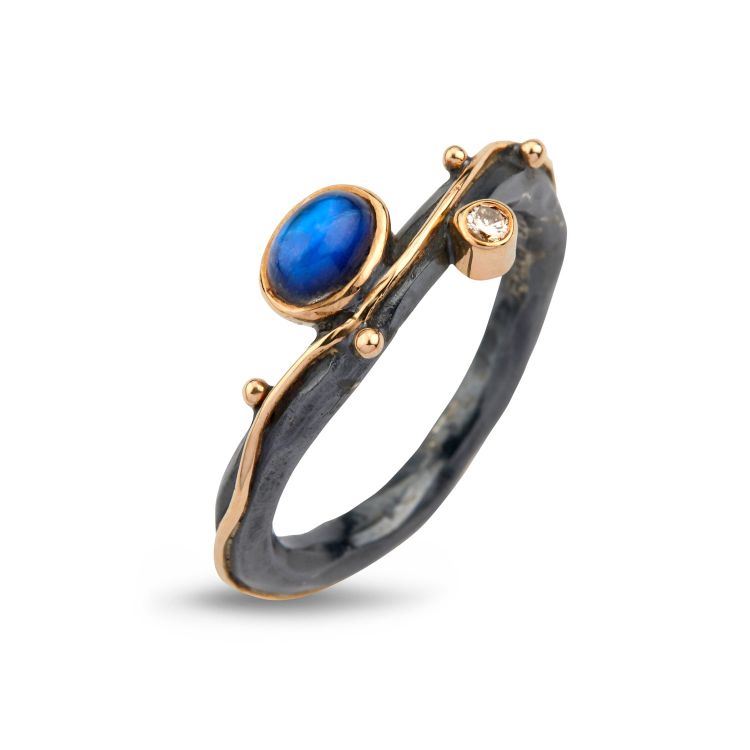 By Birdie Louise Rainbow Moon ring