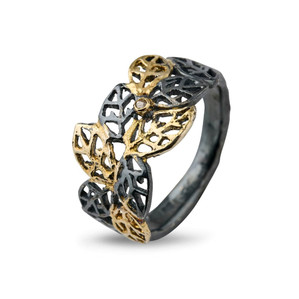 By Birdie  Beech Leaves Golden Mix ring