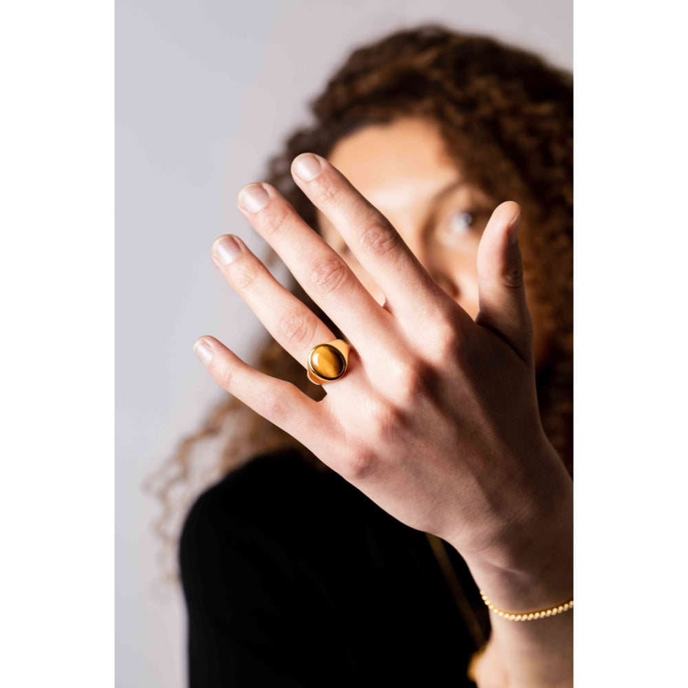 Ix Studios Oval Signet Tiger Eye ring