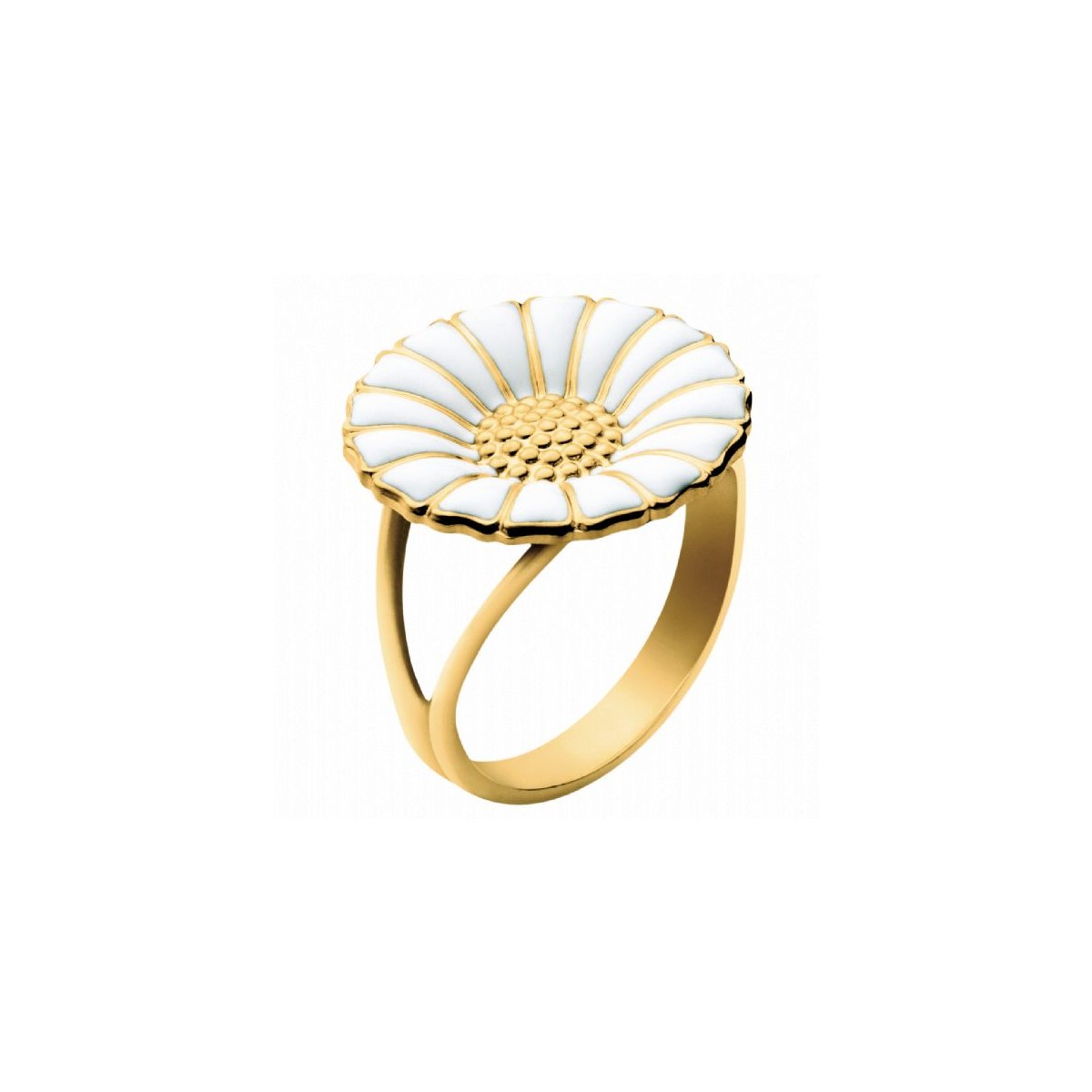 Georg Jensen Daisy ring hvid emalje forgyldt 18 mm